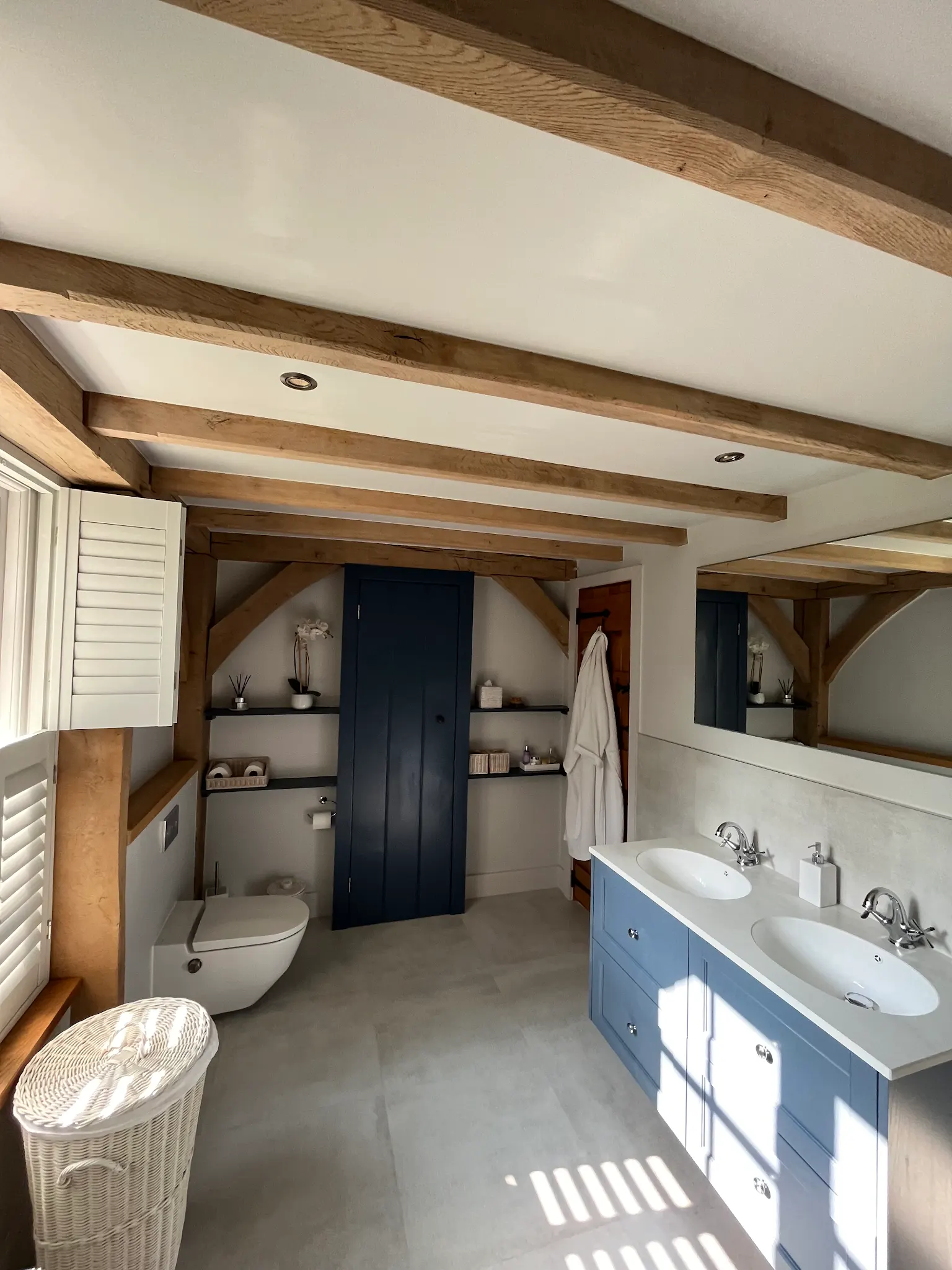 Contemporary bathroom basin and vanity unit installation