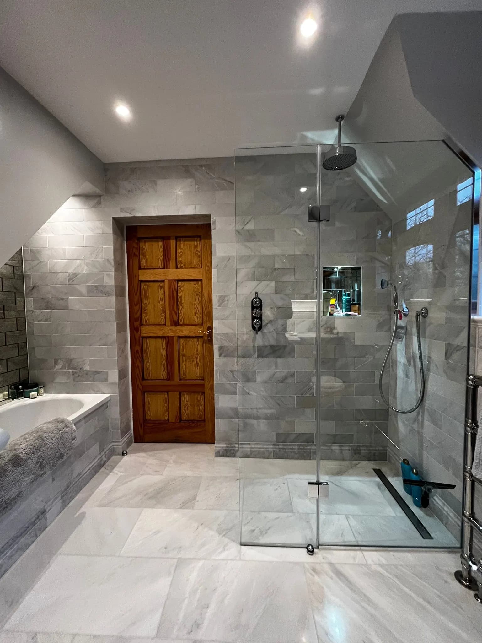 Refurbished family bathroom with chrome fittings
